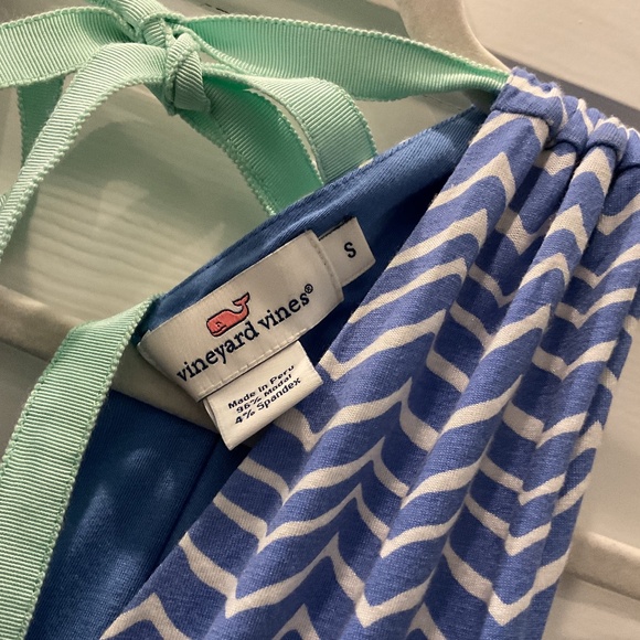 Vineyard Vines Blue Whales Chevron Sleeveless Jersey Maxi Dress Size Small - Picture 3 of 3